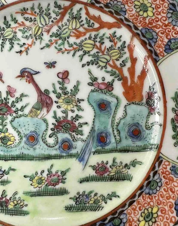 古玩陶瓷廣彩花鳥紋盤拍賣,當(dāng)前價(jià)格900元