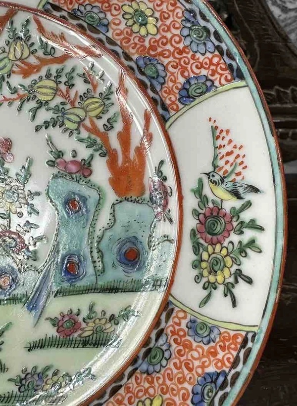古玩陶瓷廣彩花鳥紋盤拍賣,當(dāng)前價(jià)格900元