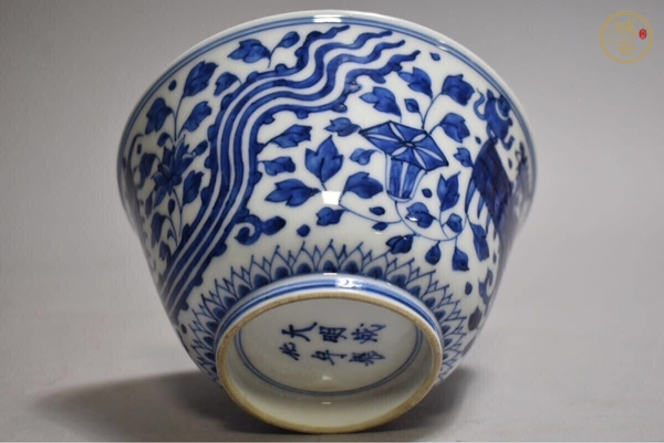 古玩陶瓷青花鳳紋茶圓真品鑒賞圖