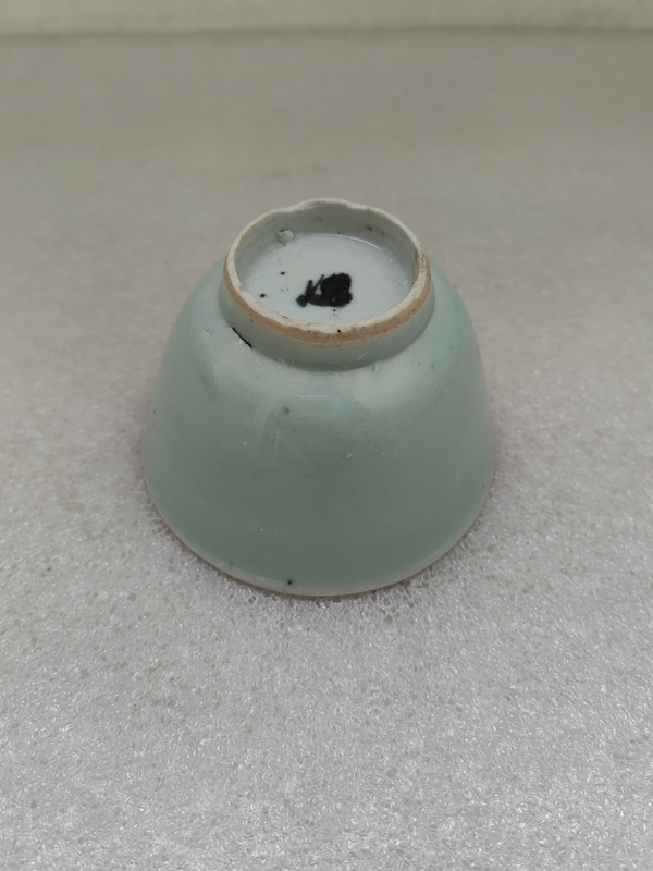 古玩陶瓷豆青釉仰鐘杯拍賣,當前價格550元