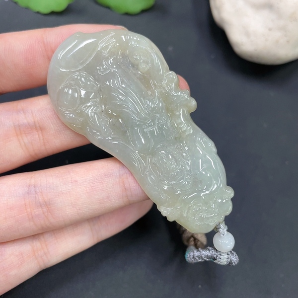 古玩玉器86天然翡翠掛件拍賣,當前價格350元