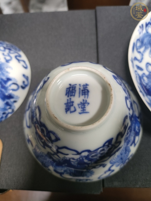 古玩陶瓷獅紋青花三才蓋碗真品鑒賞圖