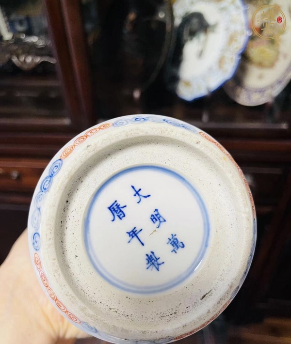 古玩陶瓷清晚期 青花五彩龍紋花觚真品鑒賞圖