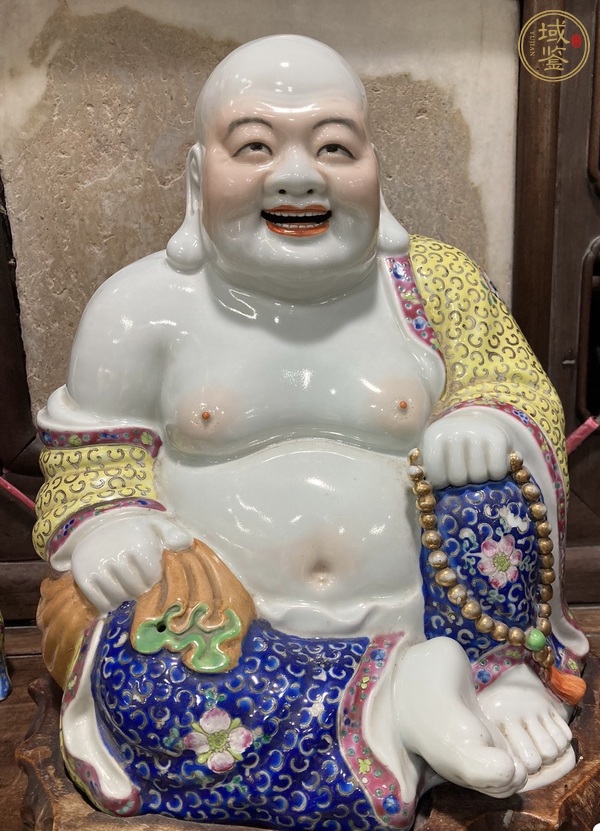 古玩陶瓷粉彩彌勒像真品鑒賞圖