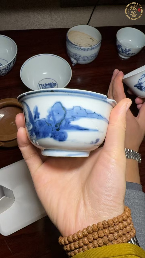 古玩陶瓷晚明青花茶圓真品鑒賞圖