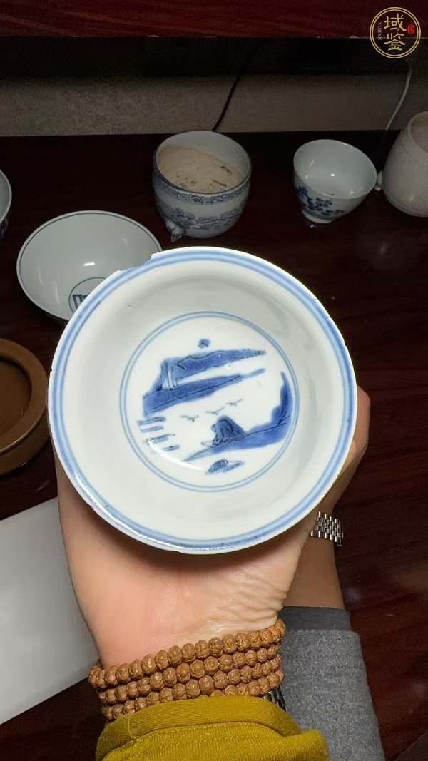 古玩陶瓷晚明青花茶圓真品鑒賞圖