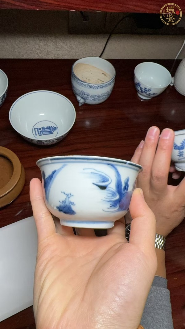 古玩陶瓷晚明青花茶圓真品鑒賞圖