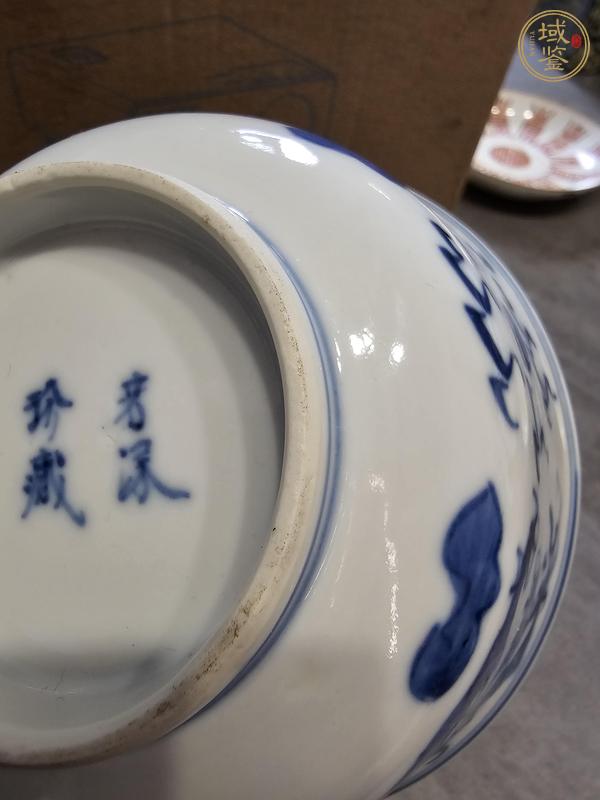 古玩陶瓷青花趕珠龍紋茶碗真品鑒賞圖