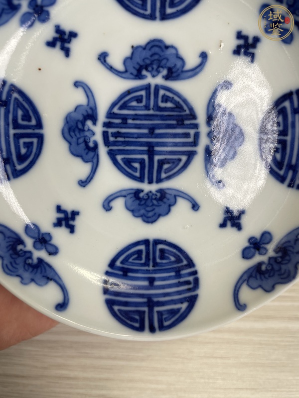 古玩陶瓷福壽紋青花盤真品鑒賞圖