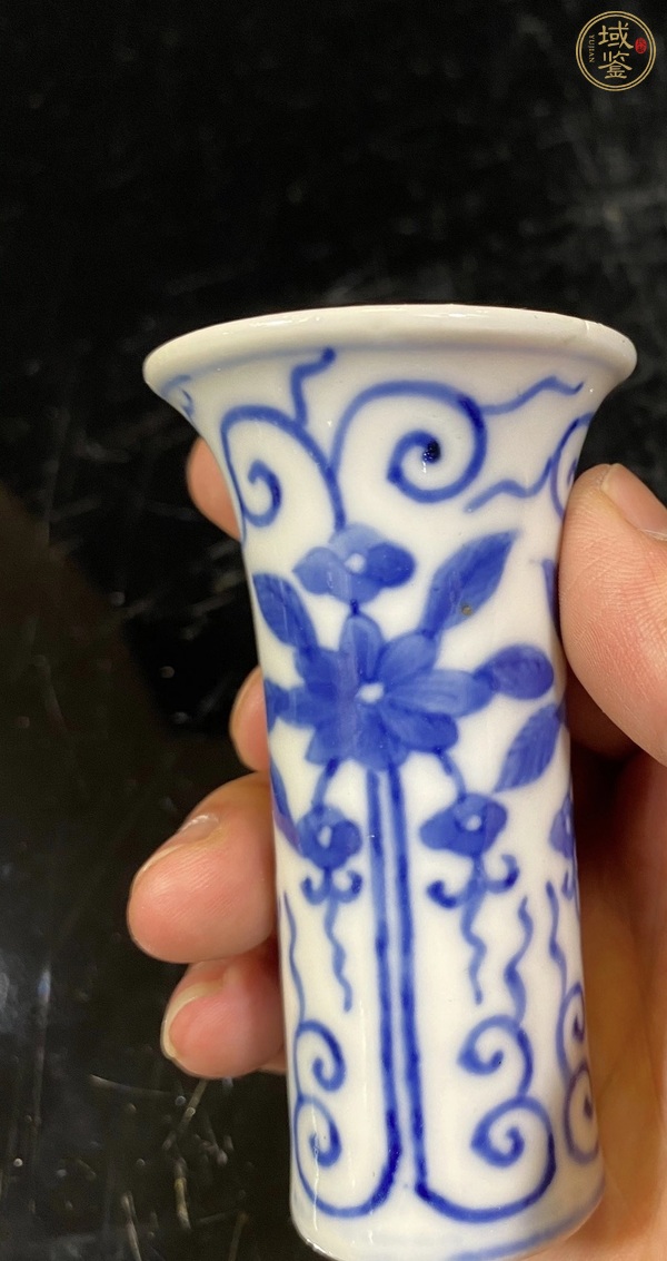 古玩陶瓷清光緒 青花花卉紋小花觚真品鑒賞圖