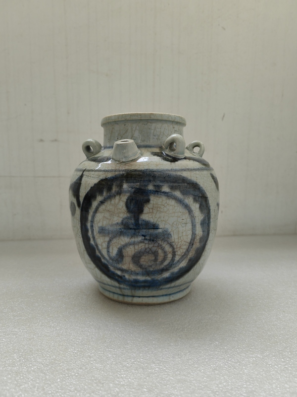 古玩陶瓷青花開光壽字紋四系茶壺拍賣,當前價格480元