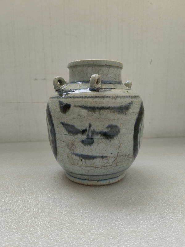 古玩陶瓷青花開光壽字紋四系茶壺拍賣,當前價格480元