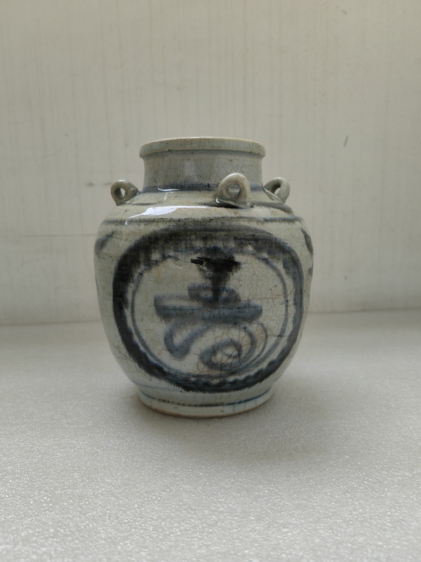 古玩陶瓷青花開光壽字紋四系茶壺拍賣,當前價格480元