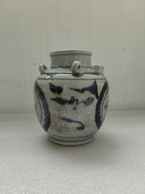 古玩陶瓷青花開光壽字紋四系茶壺拍賣,當前價格480元