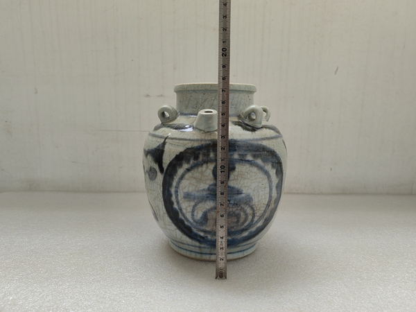 古玩陶瓷青花開光壽字紋四系茶壺拍賣,當前價格480元