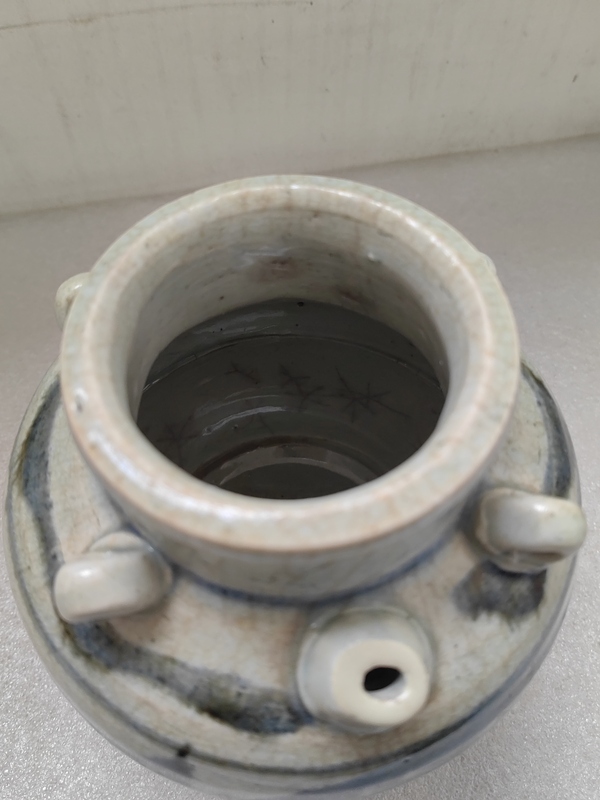 古玩陶瓷青花開光壽字紋四系茶壺拍賣,當前價格480元