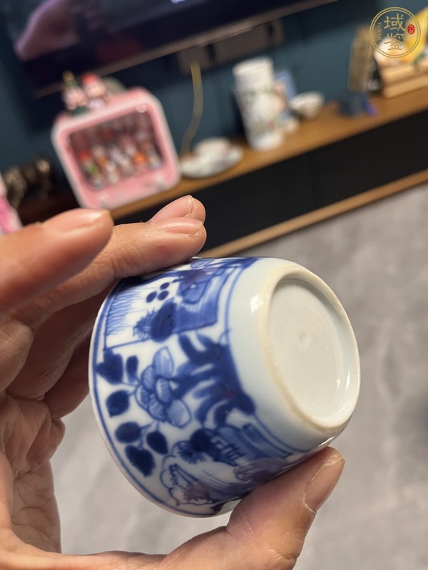 古玩陶瓷青花垂釣圖杯碟真品鑒賞圖