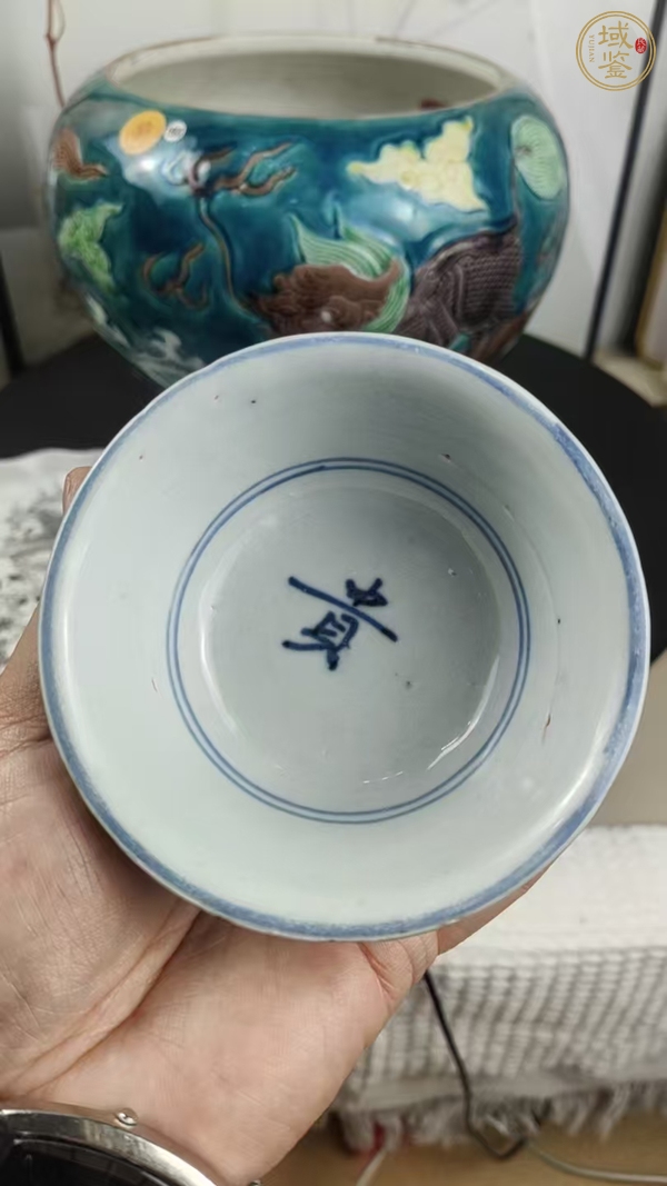 古玩陶瓷青花吉語(yǔ)金榜題名茶碗真品鑒賞圖