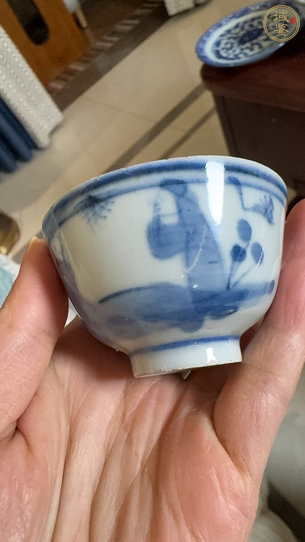 古玩陶瓷青花三星高照圖茶杯真品鑒賞圖