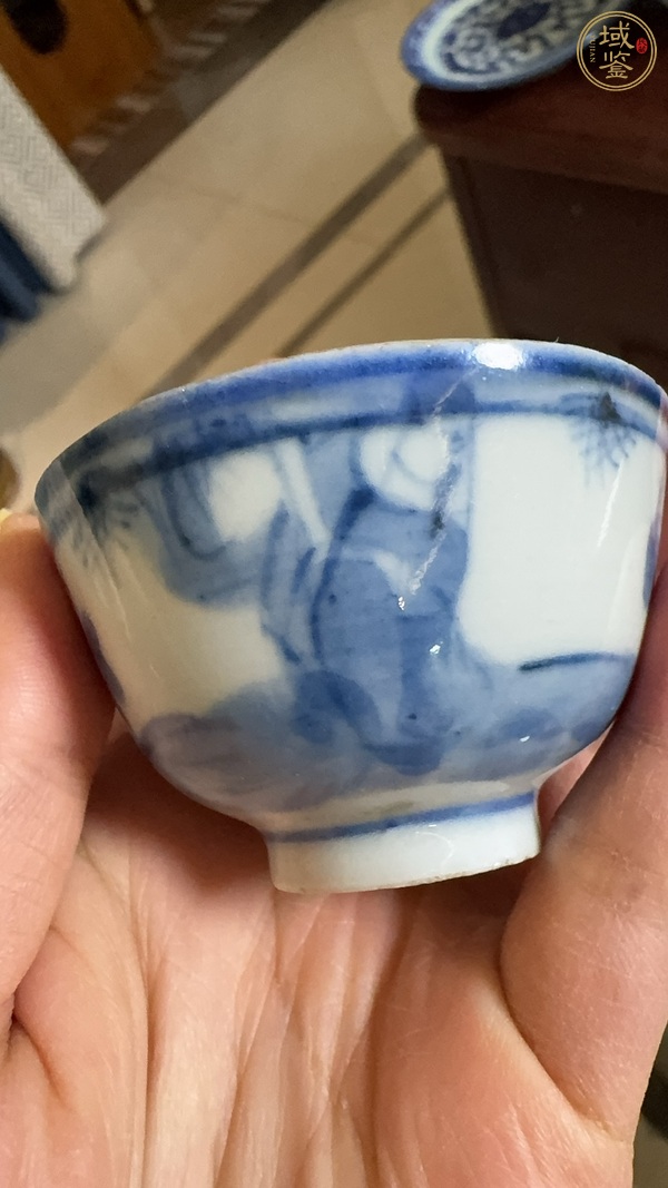 古玩陶瓷青花三星高照?qǐng)D茶杯真品鑒賞圖