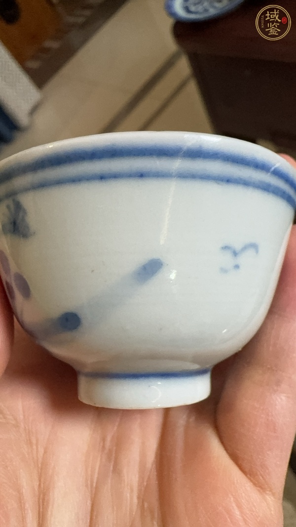 古玩陶瓷青花三星高照?qǐng)D茶杯真品鑒賞圖