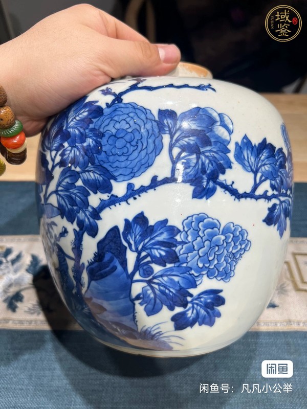 古玩陶瓷青花花鳥紋罐真品鑒賞圖