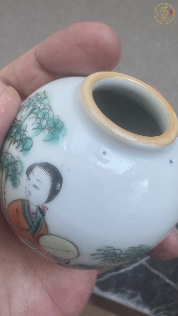 古玩陶瓷仕女紋粉彩水盂真品鑒賞圖