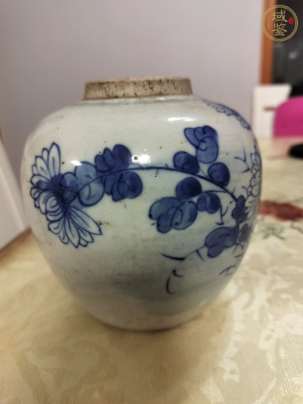 古玩陶瓷花卉紋青花罐真品鑒賞圖