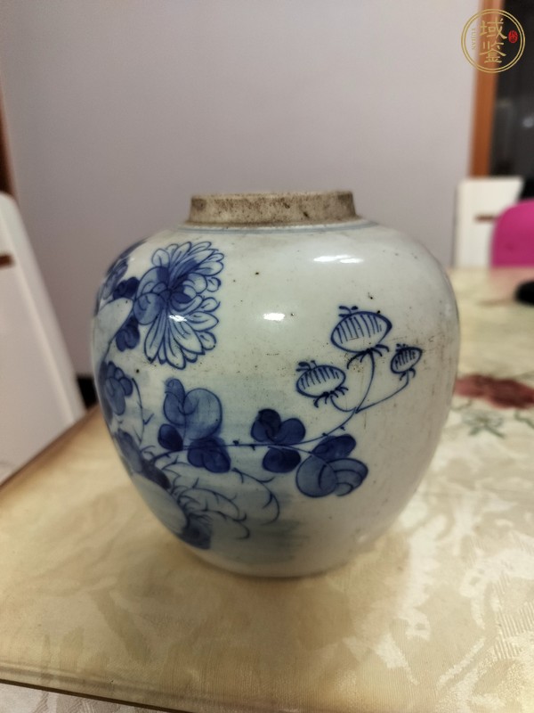 古玩陶瓷花卉紋青花罐真品鑒賞圖