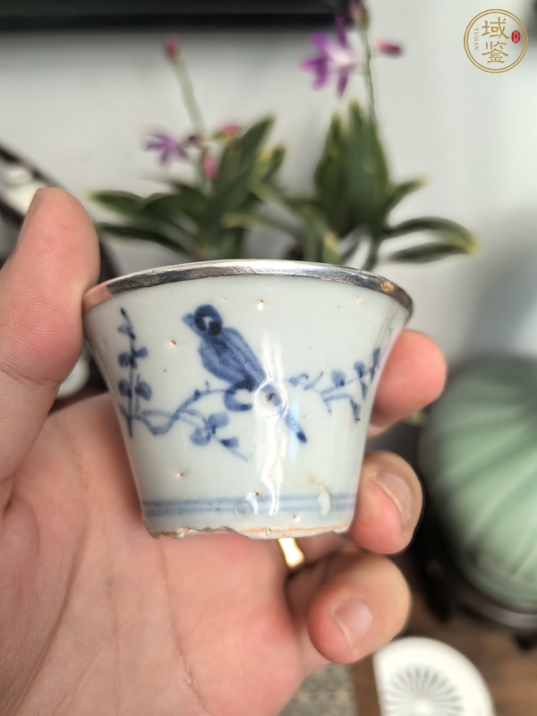 古玩陶瓷青花花鳥馬蹄杯真品鑒賞圖