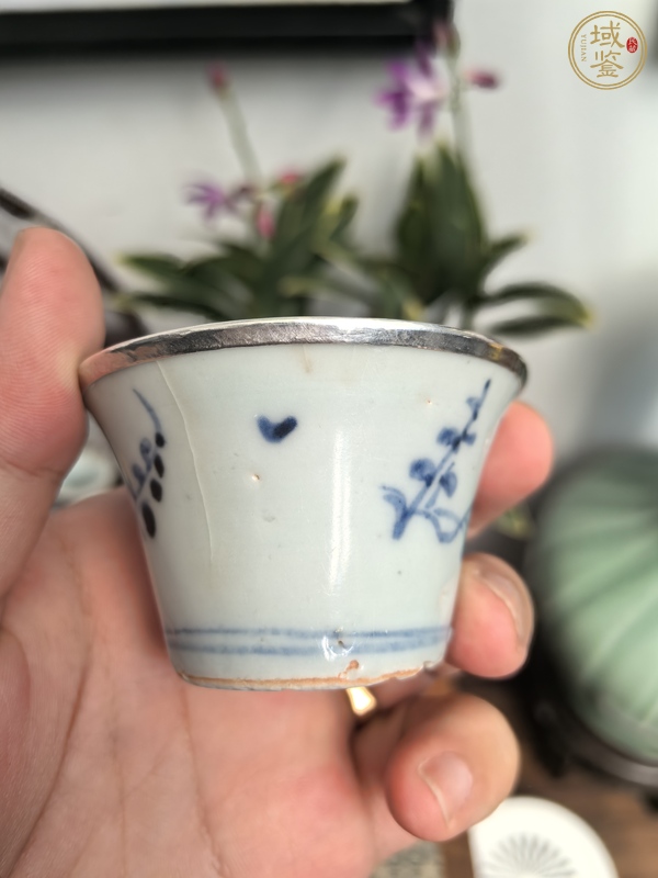 古玩陶瓷青花花鳥馬蹄杯真品鑒賞圖