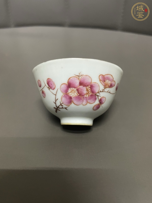 古玩陶瓷粉彩梅花茶圓一對真品鑒賞圖