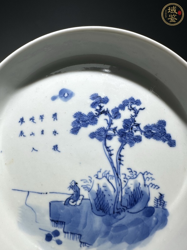 古玩陶瓷渭水投竿日歧山入夢晨青花盤真品鑒賞圖