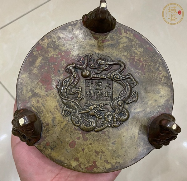 古玩銅器象足爐真品鑒賞圖