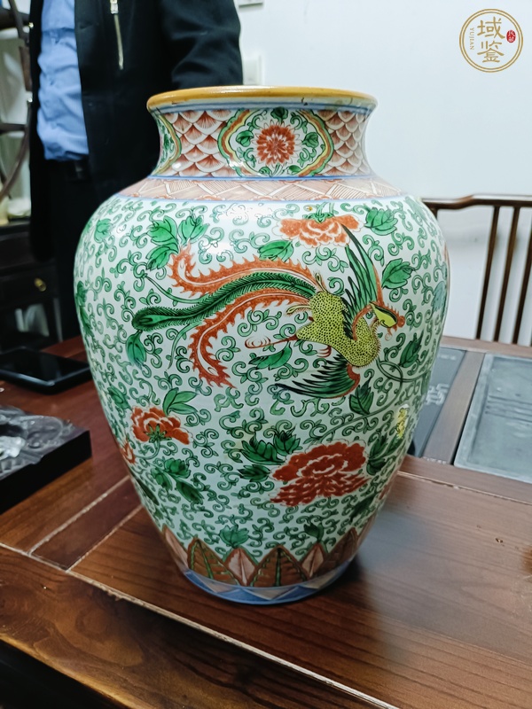 古玩陶瓷五彩鳳穿花罐真品鑒賞圖