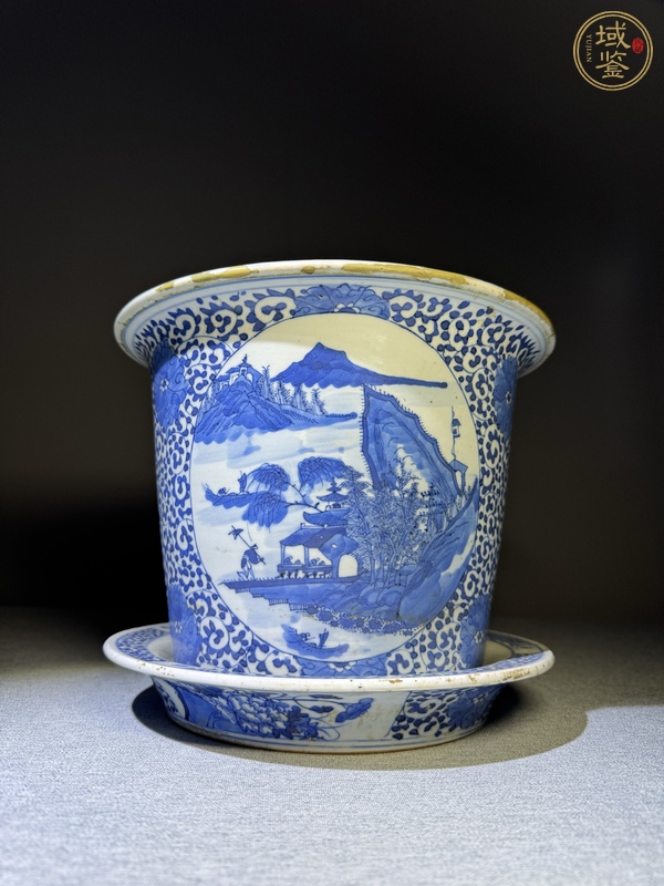 古玩陶瓷青花花盆真品鑒賞圖