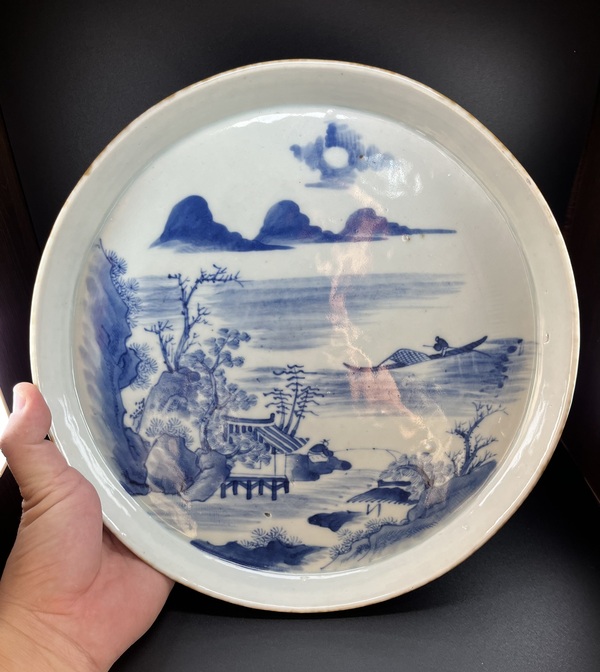 古玩陶瓷青花山水紋茶盤拍賣,當前價格7500元