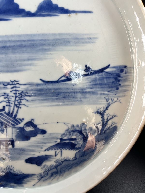 古玩陶瓷青花山水紋茶盤拍賣,當前價格7500元
