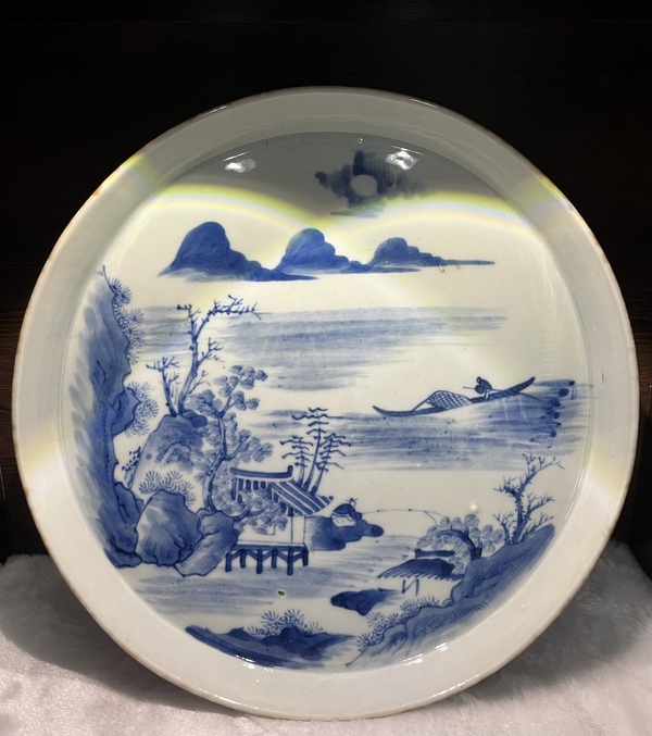 古玩陶瓷青花山水紋茶盤拍賣,當前價格7500元