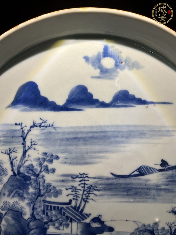 古玩陶瓷青花山水紋茶盤真品鑒賞圖