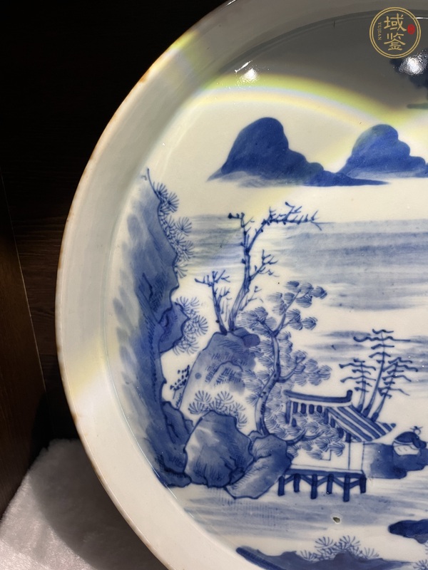 古玩陶瓷青花山水紋茶盤真品鑒賞圖