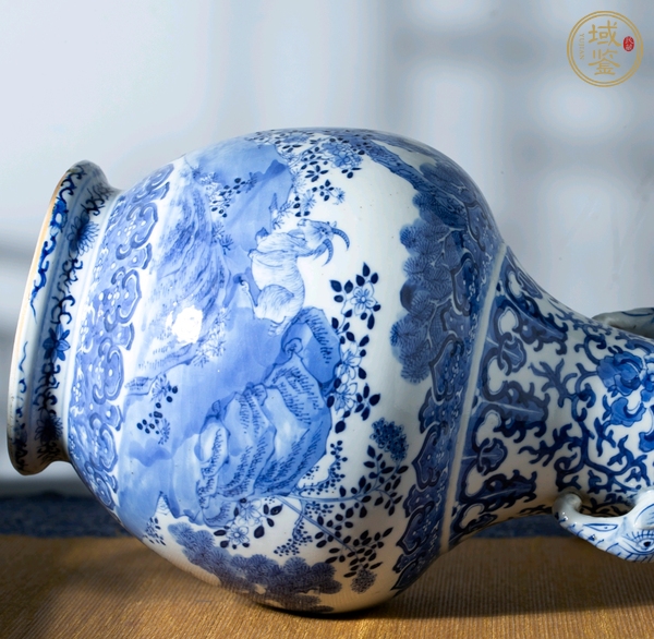 古玩陶瓷三陽(yáng)開(kāi)泰青花瓶真品鑒賞圖