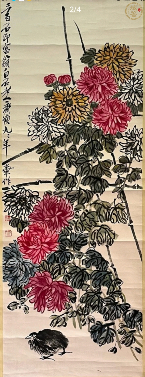 古玩菊花小雞真品鑒賞圖