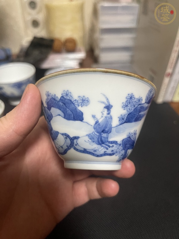 古玩人物紋青花杯真品鑒賞圖