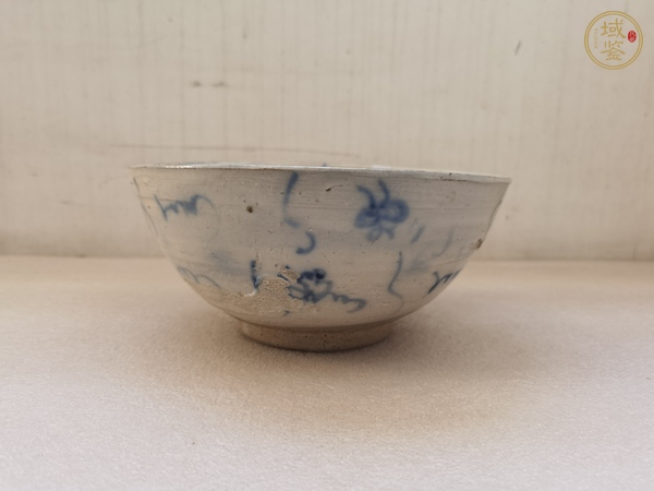 古玩陶瓷青花靈芝花卉紋碗真品鑒賞圖