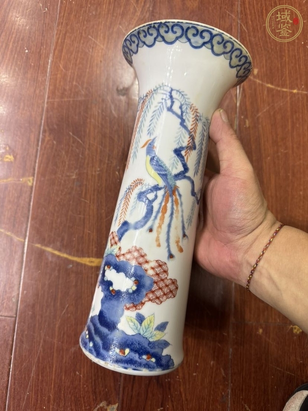 古玩陶瓷大正花鳥紋花觚真品鑒賞圖