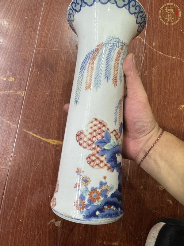 古玩陶瓷大正花鳥紋花觚真品鑒賞圖