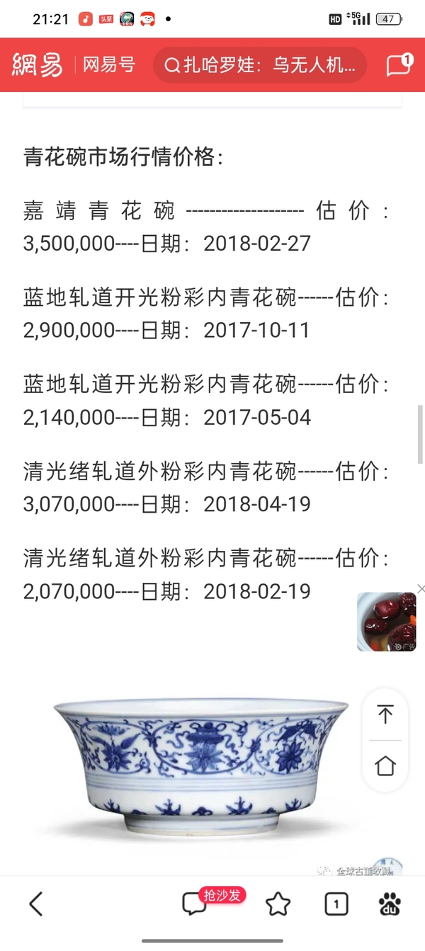 古玩陶瓷乾隆青花雙鹿花卉大碗拍賣，當(dāng)前價(jià)格3000000元