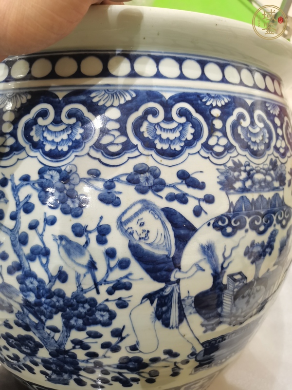 古玩陶瓷喜報平安青花缸真品鑒賞圖