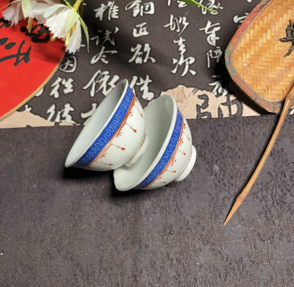 古玩轉(zhuǎn)賣民國(guó)粉彩瓔珞紋茶杯一對(duì)拍賣，當(dāng)前價(jià)格0元